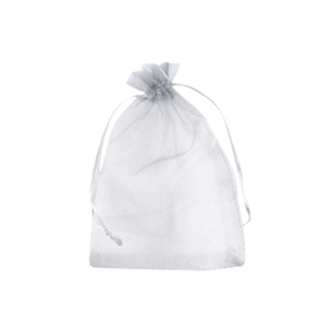 Sieraad zakje organza 7x9cm Silver grey