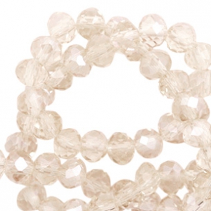 Top Facet kralen 4x3 mm disc Light champagne-pearl shine coating