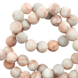 Natuursteen kralen calciet en marmer 8mm mat Multicolour rose-grey