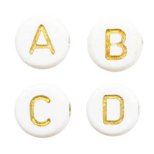 Letterkralen van acryl mix Off white-gold