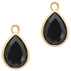 Hangers van crystal glas druppel 11x7mm Jet black-gold