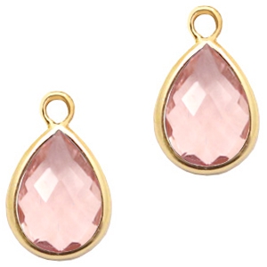 Hangers van crystal glas druppel 11x7mm Vintage pink crystal-gold