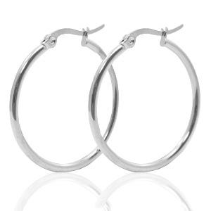 Roestvrij stalen (RVS) Stainless steel oorbellen creolen 40mm Zilver