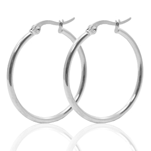Roestvrij stalen (RVS) Stainless steel oorbellen creolen 30mm Zilver