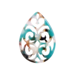 Resin hangers druppel barok 37x26mm Turquoise-bruin
