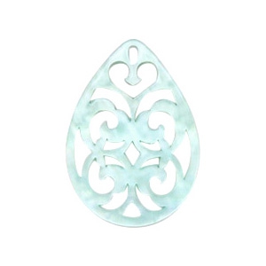Resin hangers druppel barok 38x27mm Bleached aqua