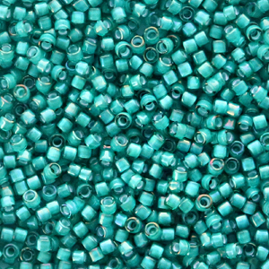 Miyuki kralen delica's 11/0 White lined teal AB DB-1782
