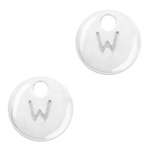 Basic Quality metalen bedels initial W Antiek zilver (nikkelvrij)