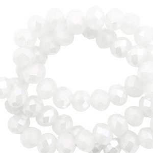 Top Facet kralen 4x3 mm disc White-pearl shine coating