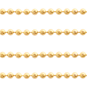 Roestvrij stalen (RVS) stainless steel onderdelen ball chain 1.4mm Goud