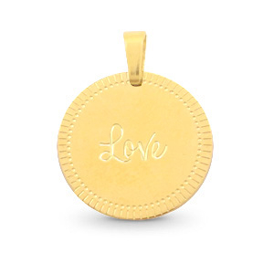 Roestvrij stalen (RVS) Stainless steel bedels 15mm "love" Mix & Match Goud