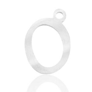 Roestvrij stalen (RVS) Stainless steel bedels initial O Zilver