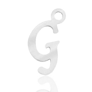 Roestvrij stalen (RVS) Stainless steel bedels initial G Zilver