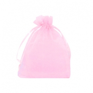 Sieraad zakje organza 7x9cm Pink rose