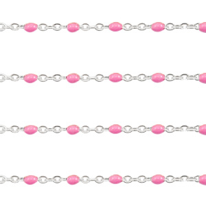 Roestvrij stalen (RVS) Stainless steel onderdelen jasseron 1mm Fuchsia-zilver