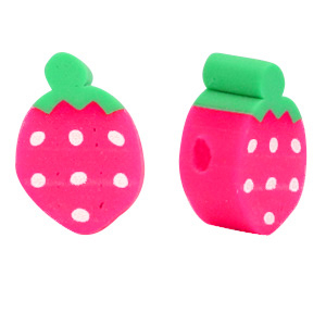 Polymeer kralen aardbei Pink-green
