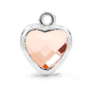Hangers van crystal glas hart Vintage pink-silver
