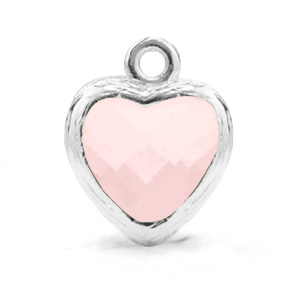 Hangers van crystal glas hart Rose alabaster-silver
