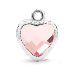 Hangers van crystal glas hart Light pink-silver