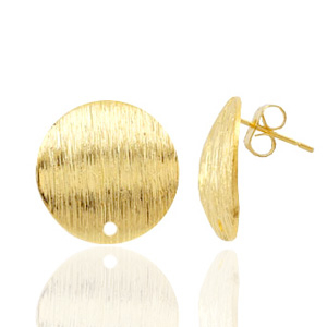Onderdelen TQ metaal oorbellen oorsteker 15mm met oogje Goud