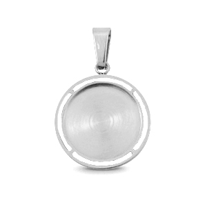 Polaris Steel (RVS) bedel met setting voor 12mm cabochon Zilver