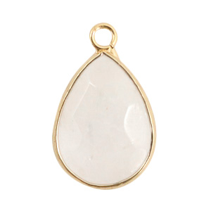 Natuursteen hangers melkkwarts drop White crystal-gold