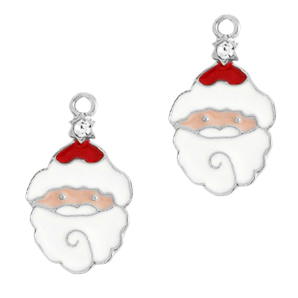 Basic Quality metalen bedels kerstman Zilver-wit
