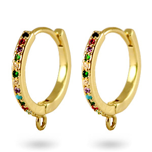 Zirkonia rainbow creolen met oogje Gold