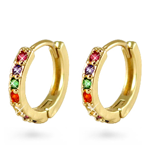 Zirkonia rainbow creolen Gold
