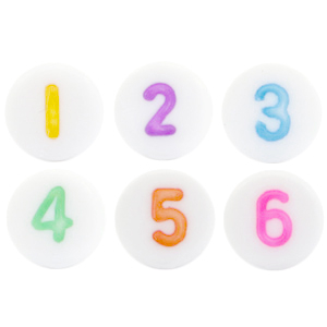 Letterkralen van acryl mix cijfers Multicolour-Wit