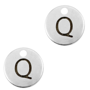 Bedels DQ metaal initial Q Antiek zilver (nikkelvrij)