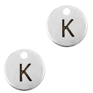 Bedels DQ metaal initial K Antiek zilver (nikkelvrij)