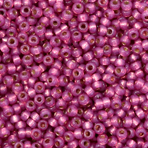 Miyuki rocailles 11/0 Silverlined dyed duracoat peony pink 11-4247