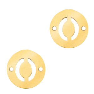 Roestvrij stalen (RVS) Stainless steel bedels tussenstuk rond 10mm initial coin O Goud
