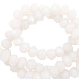 Top Facet kralen 6x5 mm disc Soft white-pearl shine coating
