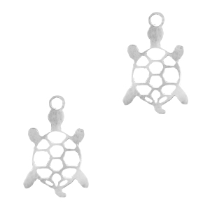 Roestvrij stalen (RVS) Stainless steel bedels schildpad Zilver