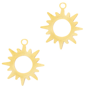 Roestvrij stalen (RVS) Stainless steel bedels zon Goud