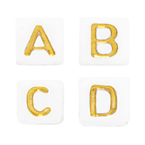 Letterkralen van acryl mix White-gold