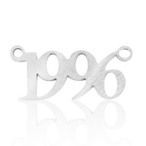 Roestvrij stalen (RVS) Stainless steel bedels/tussenstuk jaartal 1996 Zilver