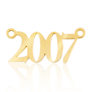 Roestvrij stalen (RVS) Stainless steel bedels / tussenstuk jaartal 2007 Goud