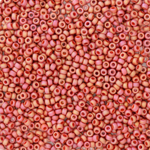 Miyuki rocailles 15/0 Opaque glazed frosted rainbow cardinal red 15-4695
