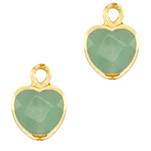 Natuursteen hangers hart Ocean green-gold