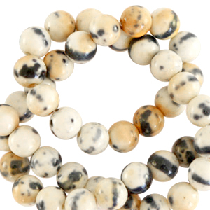 6 mm natuursteen kralen rond Beige-black