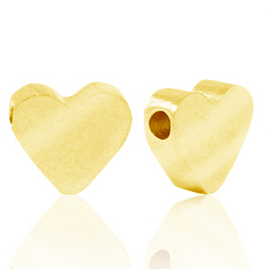 Roestvrij stalen (RVS) Stainless steel kralen hart Goud