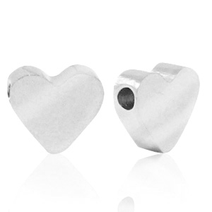 Roestvrij stalen (RVS) Stainless steel kralen hart Zilver