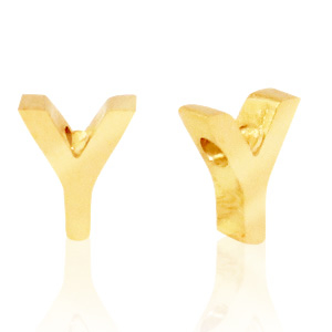 Roestvrij stalen (RVS) Stainless steel kralen letter Y Goud