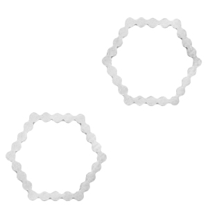 Roestvrij stalen (RVS) Stainless steel bedels/tussenstuk hexagon Zilver