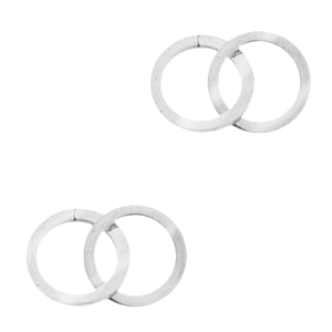 Roestvrij stalen (RVS) Stainless steel bedels/tussenstuk double circle Zilver