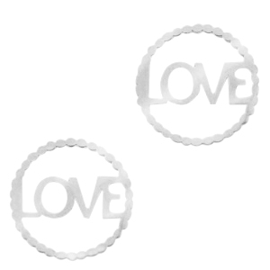 Roestvrij stalen (RVS) Stainless steel bedels/tussenstuk "LOVE" Zilver