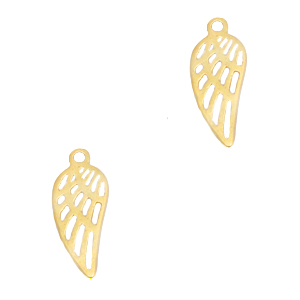 Roestvrij stalen (RVS) Stainless steel bedels angel wing Goud